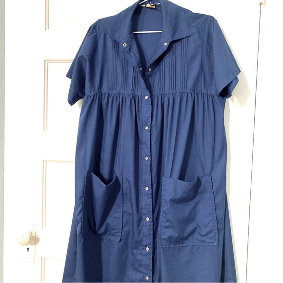 Vintage Models Coat Blue Maxi Button Down Dress- 10 - Picture 1 of 7